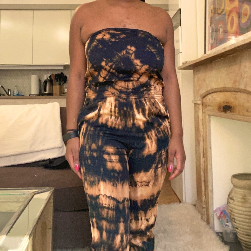 Strapless tie dye jumpsuit